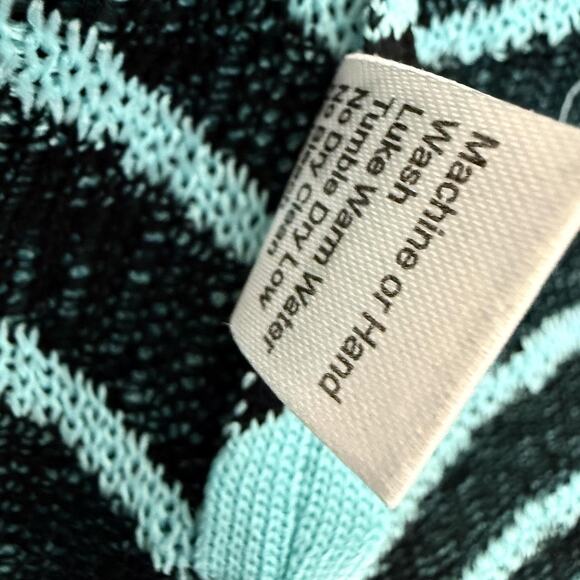 Ming Wang Sweater Womens 1X Blue Black Open Front Cardigan Knit Swirl Studded - Picture 7 of 10